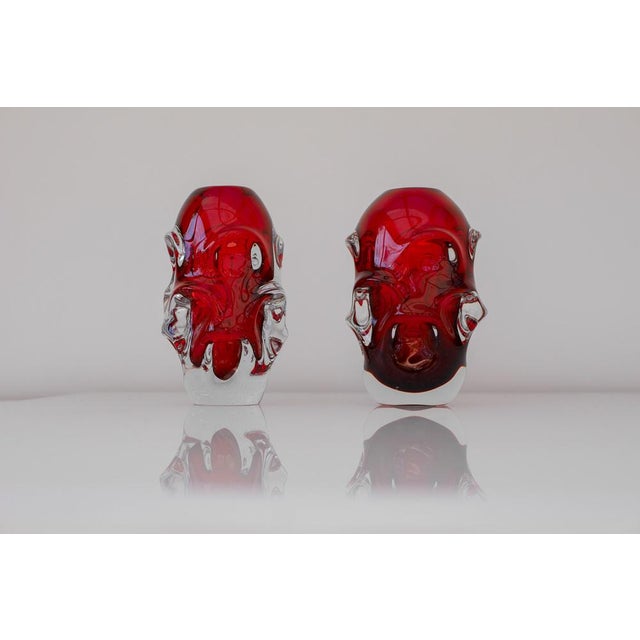 Red Red Crystal Vases by Augustsson for Åseda, Set of 2 For Sale - Image 8 of 10