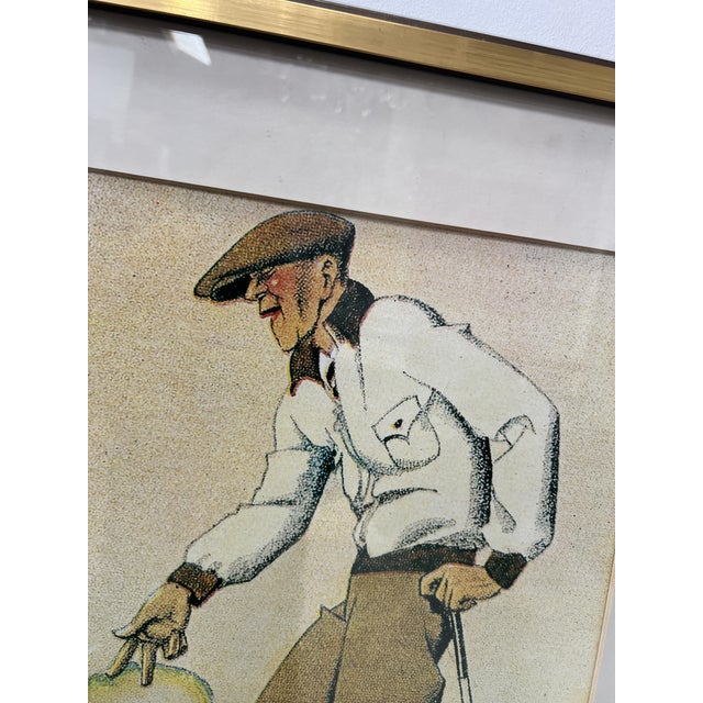 "the golf lesson" framed under glass color lithograph in the art deco style good condition dimensions: h 72 x w 85 x d 2...