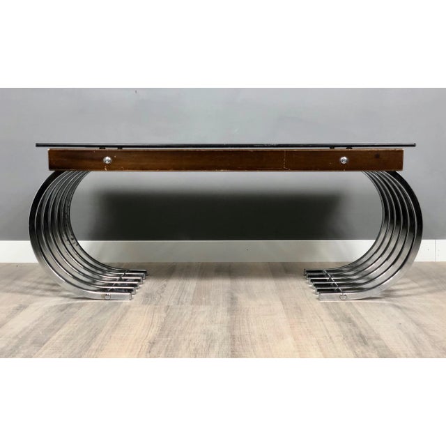 Wood, Chrome & Smoked Glass Side Coffee Table, Italy, 1970s For Sale - Image 3 of 17
