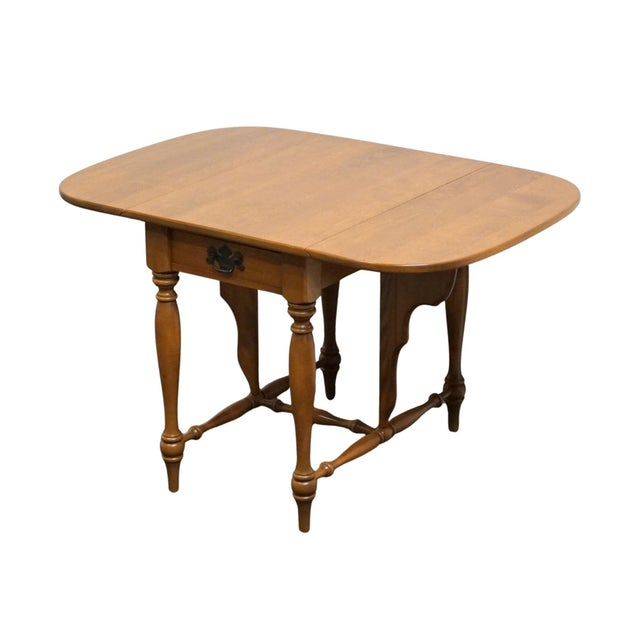 Ethan Allen Heirloom Nutmeg Maple Colonial Early American 35" Drop Leaf Pembroke Accent End Table 10-8544 For Sale - Image 10 of 16
