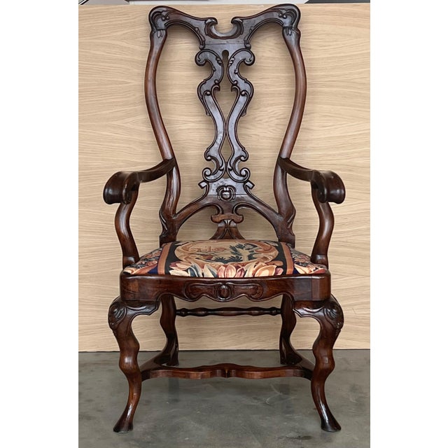 Pair of Gothic Chippendale Dining Armchairs in Solid Mahogany , 1890 For Sale - Image 17 of 18