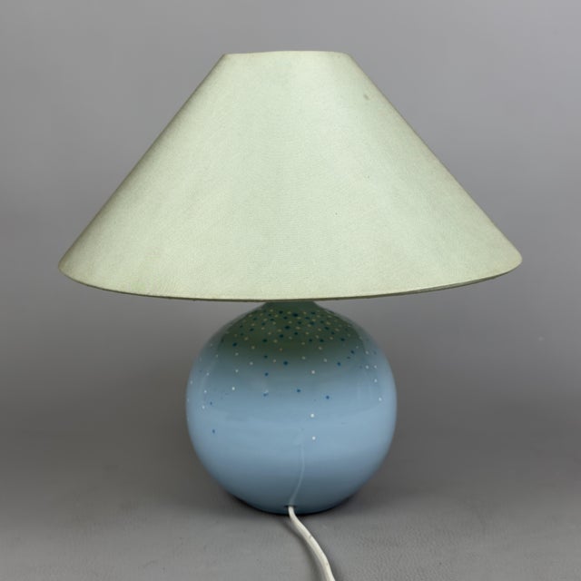 Modern Da Vinci Blue Polka Dot Ceramic Sphere Table Lamp, 1970s For Sale - Image 3 of 14