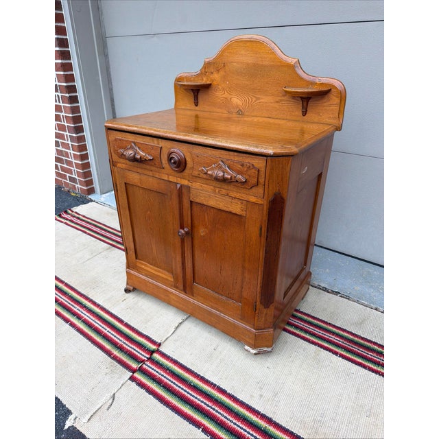 Antique Victorian Chestnut and Walnut Washstand, Lebanon County Pa, Circa 1870 For Sale - Image 4 of 17