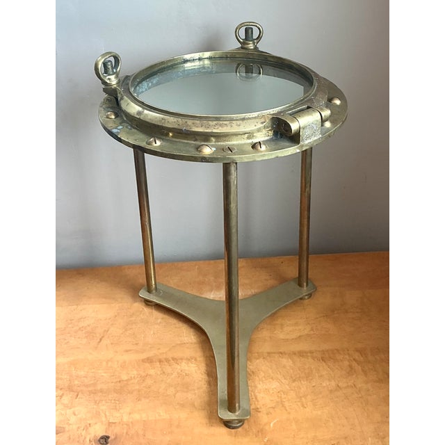 Vintage Maritime Brass Porthole Accent Table For Sale In West Palm - Image 6 of 12