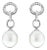 8MM Freshwater Pearl Diamond Drop Earrings .19cttw 14k White Gold, 2 Pieces For Sale