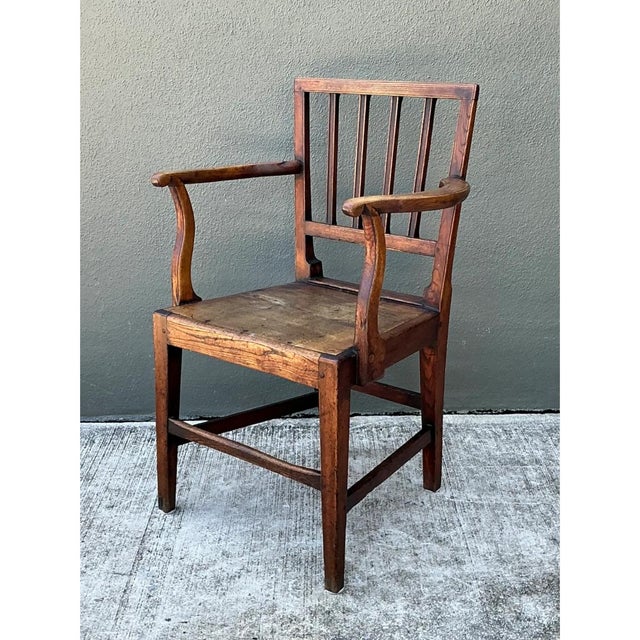 Vintage George III Country House “Elbow” Arm Chair in Elm For Sale - Image 9 of 13