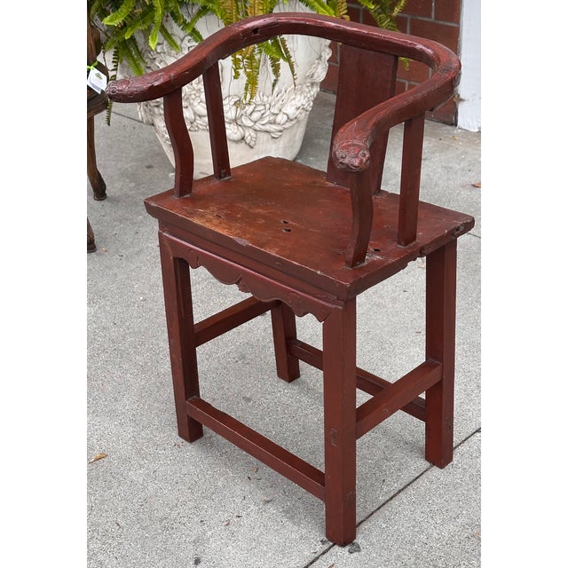 Chinese Rare Antique 18th C Chinese Ming Style Horseshoe Child’s Chair For Sale - Image 3 of 6