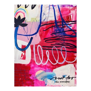 Contemporary Abstract Acrylics, Oil, Ink, Spray Paint, Screen Printing on Canvas "Not for the Everyday" by Manuela Karin Knaut For Sale