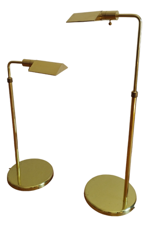 Vintage Brass Floor Lamps by Obor Illuminazione, 1970s, Set of 2
