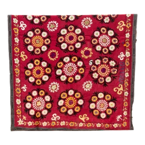 1970's Ruby Red Mandala Suzani Tapestry