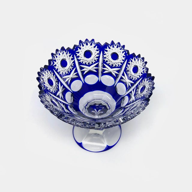 Blue Cut Glass Compote For Sale - Image 4 of 8