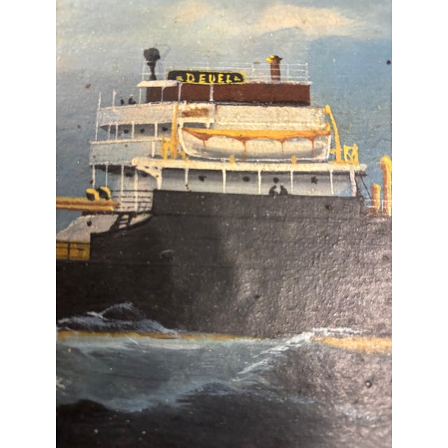Blue Uss Deuel, Oil on Board, Circa 1940's. For Sale - Image 8 of 12