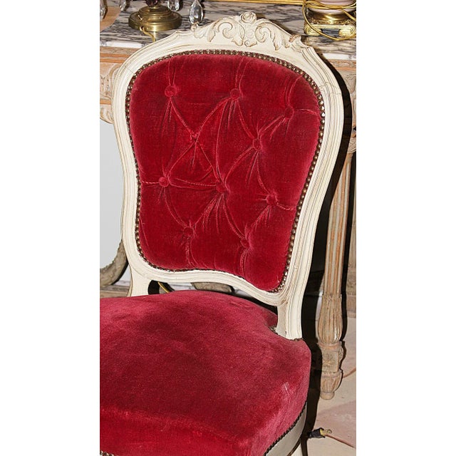 Red 19th C. Louis XV Style Arm Chairs - A Pair For Sale - Image 8 of 10