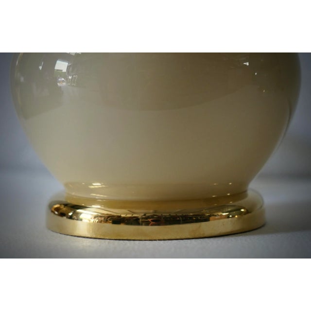Blown Cream Glass and Brass Table Murano Lamp in style of Vistosi, 1970s For Sale - Image 6 of 9