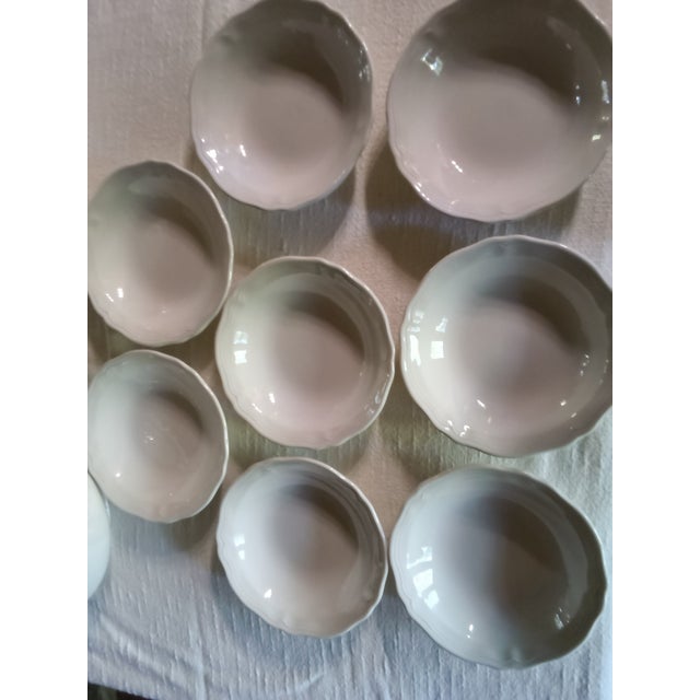 Vintage Sears Federalist White Ironstone Dinnerware Set - (Complete Service for 8 and Serving Pieces) Bonus Free Crystal Wine Glasses - 81 Pieces For Sale - Image 14 of 18