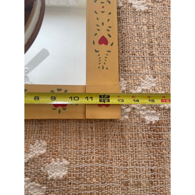 1990s Vintage Wooden Country Folk Art Heart Rectangle Mirror For Sale - Image 5 of 8