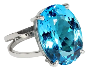 Scintillating 17ct Swiss Blue Topaz and Sterling Silver Ring