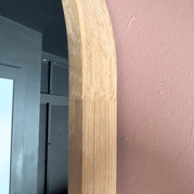 Wood Elegant Arched White Oak Euclid Floor Mirror by Coolican & Company For Sale - Image 7 of 13