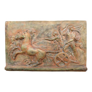 Large Mid Century Architectural Quadriga Victory Nike Greek Roman 40x25 Wall Art Sculpture ~ True Vintage ~ Commercial Size / Scale For Sale