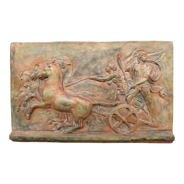 Large Mid Century Architectural Quadriga Victory Nike Greek Roman 40x25 Wall Art Sculpture ~ True Vintage ~ Commercial Size / Scale For Sale