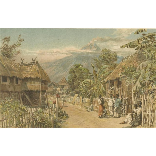 German School, Tagalog Village on Luzon Philippine Colonial Landscape Print, 1883, Paper For Sale - Image 4 of 9