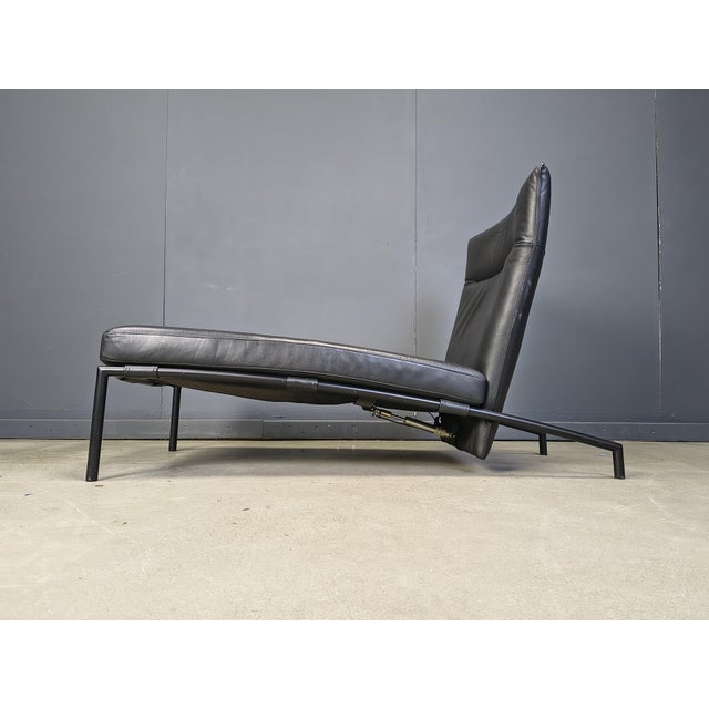 Vintage Black Leather Chaise Longue by Peter Mally for COR, 1990s, in Flawless conditions. Designed 1990 to 1999 This...