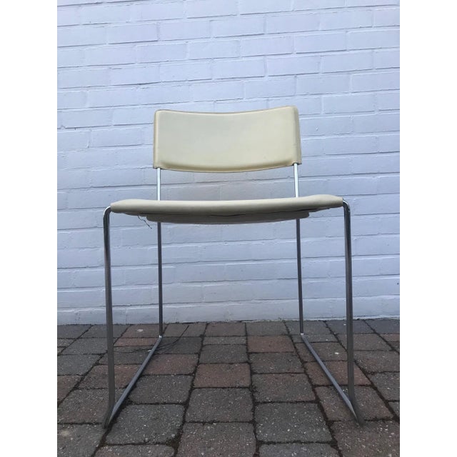 Italian Cream Crust Leather Stackable Dining Chairs, 1970s, Set of 6 For Sale - Image 13 of 18