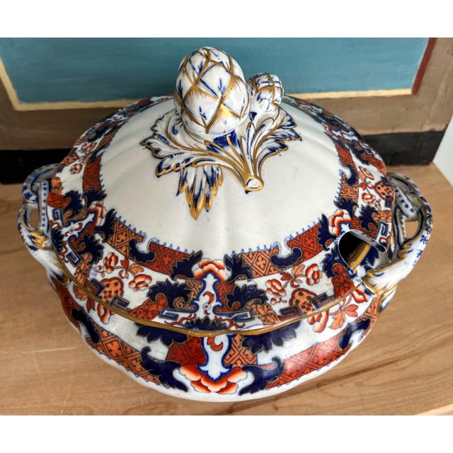 Antique Minton Hindustan Japan Imari Styled Tureen For Sale - Image 11 of 11