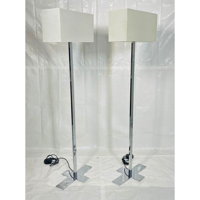 Contemporary Maxalto "Leukon Cl2" Chrome Floor Lamps by Antonio Citterio for B&b Italia - a Pair For Sale - Image 3 of 18