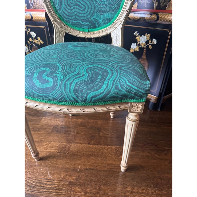 Vintage Louis XVI Malachite Side Chair For Sale In New York - Image 6 of 10