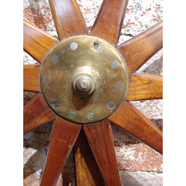 Brown 1910 Antique William Greenleaf Wood and Brass Lumber Caliper For Sale - Image 8 of 11