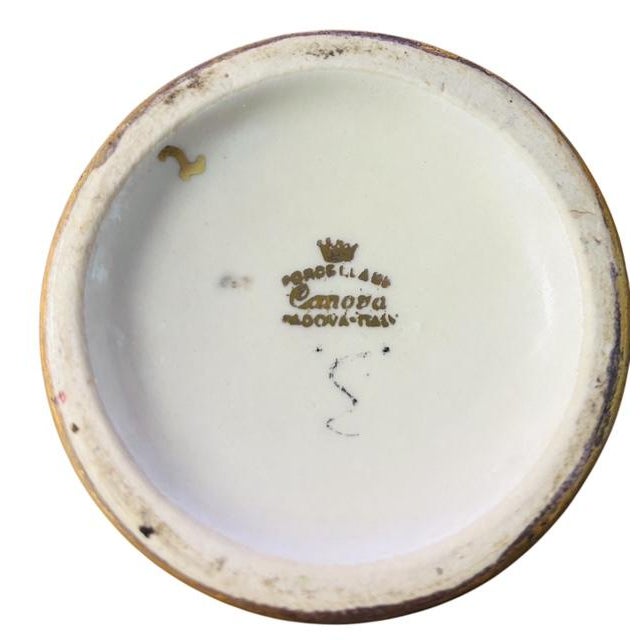 MCM Porcellane Canova Padova Italy Red & 24k Gold Hammered Pedestal Bowls, Pair For Sale In Naples, FL - Image 6 of 9