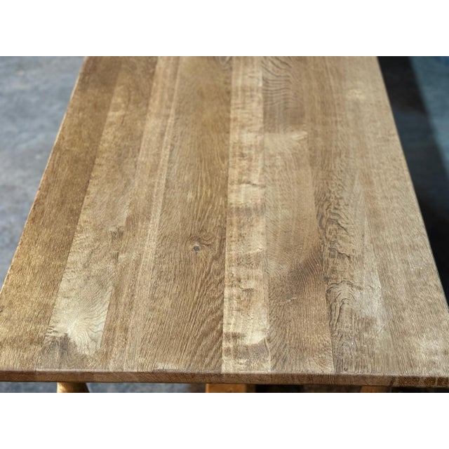 Large Bleached Oak Farmhouse Dining Table, 1920s For Sale - Image 12 of 18