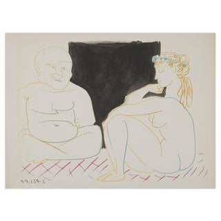 Pablo Picasso, The Young Girl with the Headdress and the Old Man, Lithograph For Sale