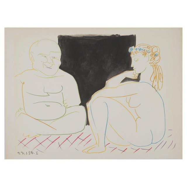 Pablo Picasso, The Young Girl with the Headdress and the Old Man, Lithograph For Sale