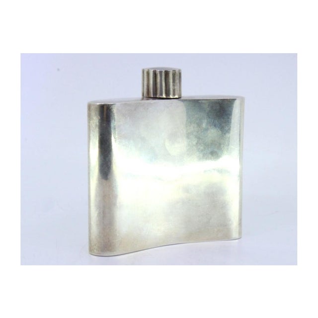 Smooth Silver Whiskey Flask For Sale - Image 5 of 8