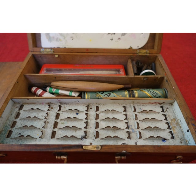 Vintage Painters Case in Wood, 1930s For Sale - Image 6 of 9