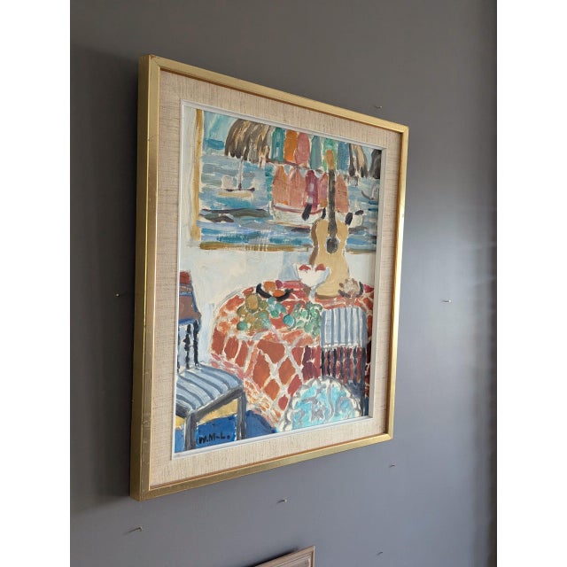 Mid-Century Modern 'Interior With Painting' Vintage Swedish Original Still Life Interior Oil Painting, Framed For Sale - Image 4 of 12