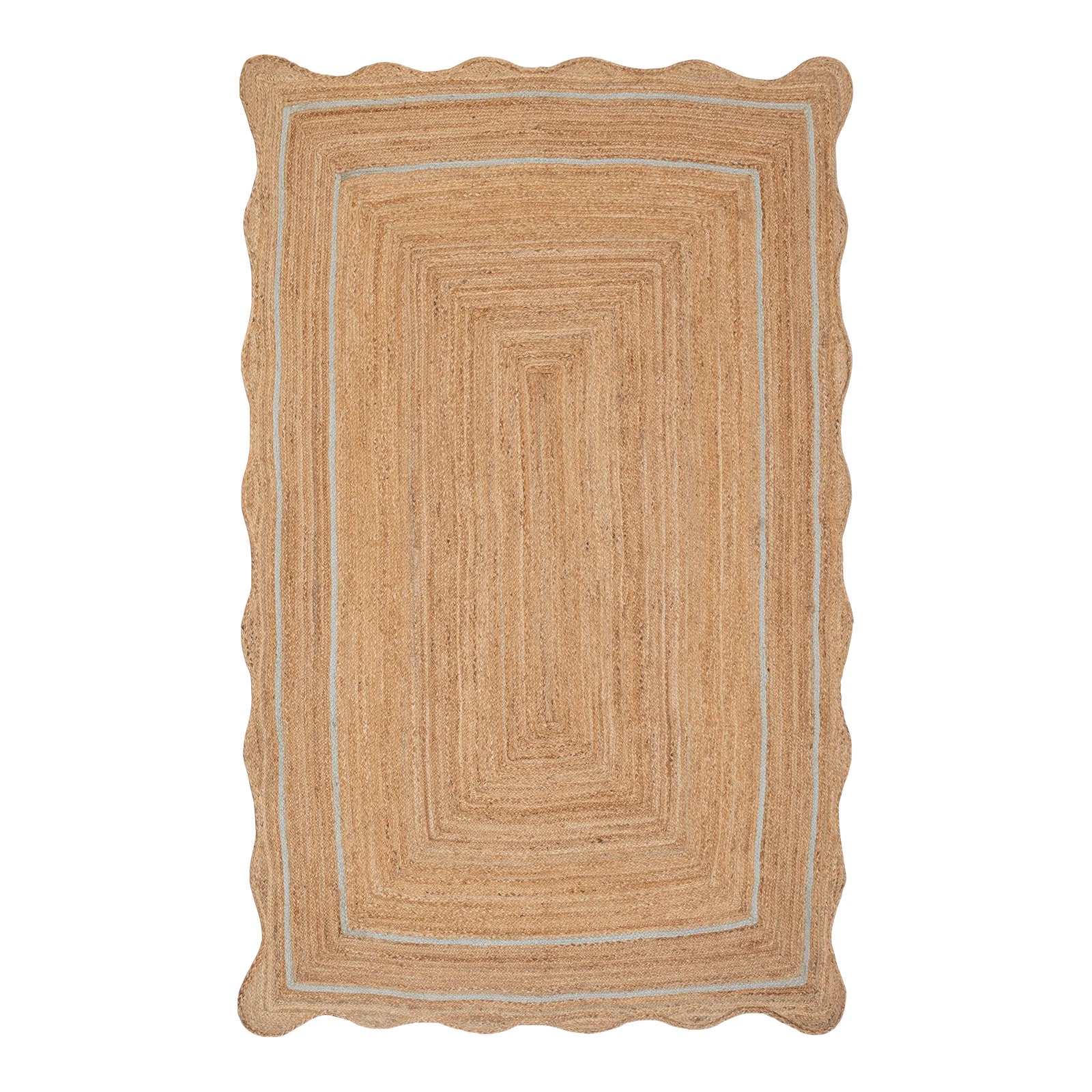 Light Blue Natural Jute Wave 2x3Ft. | Chairish