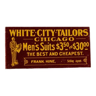 Vintage White City Tailors Porcelain Flange Sign For Sale