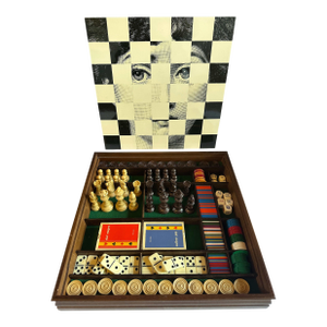 20th Century Rare Large Chess and Dominoes Board Game Set Box by Fornasetti