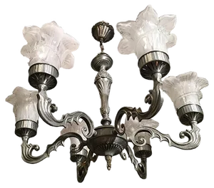 Vintage Murano Glass and Metal Chandelier, 1950s