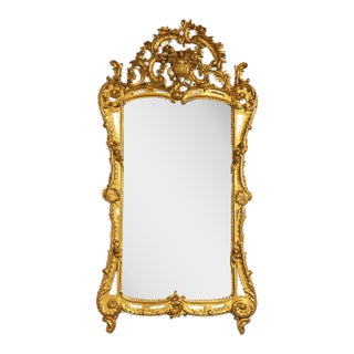Carver's Guild Newport Jardin Rococo Revival Gilt Wood Wall / Floor Mirror For Sale