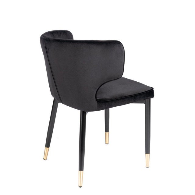 Waterfall Dining Set With Marble Top & Black & Gold Chairs - Set of 7 For Sale In Los Angeles - Image 6 of 8