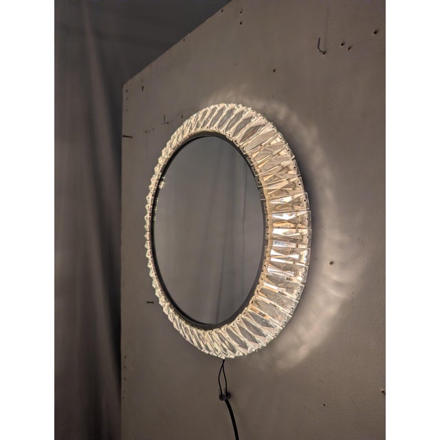Circular Wall Mirror with Crystal Prisms, 1970s For Sale - Image 4 of 7