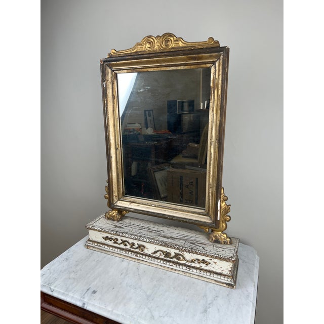 Mid 19th Century Antique French Empire Gilt Wood Vanity or Table Mirror C. Mid 19th Century For Sale - Image 5 of 12