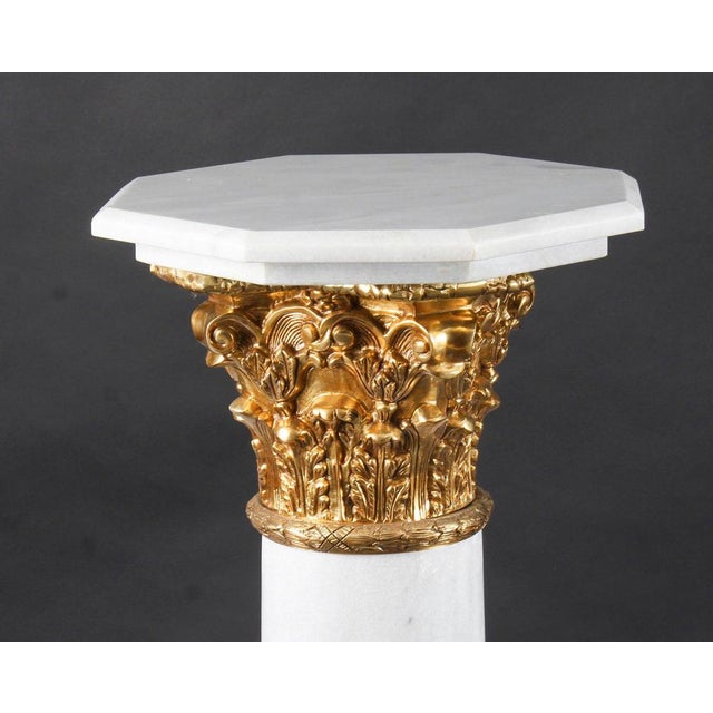 20th Century White Marble & Ormolu Mounted Pedestals, Set of 2 For Sale - Image 6 of 14