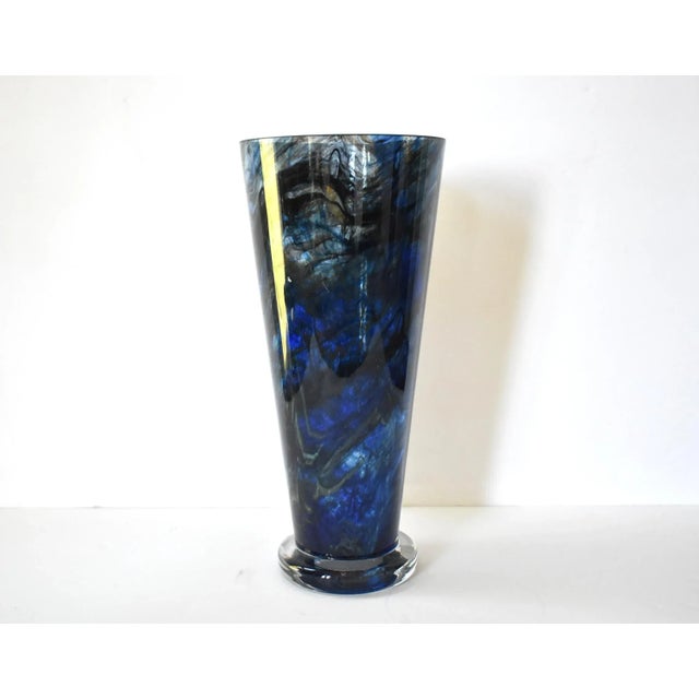 Large Cobalt Blue Blown Glass Vase For Sale - Image 4 of 11