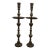 Mid 20th Century 2 Moroccan Etched Brass Altar Floor Candlesticks Candle Holders 36" For Sale