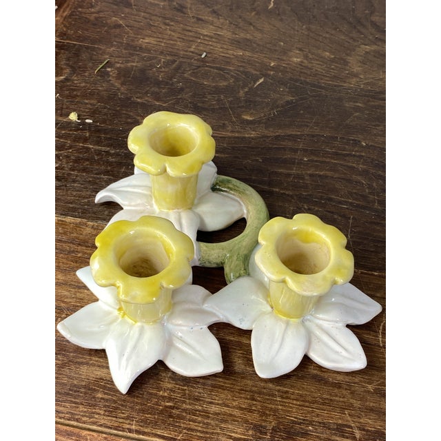 Earthenware Centerpiece and Two Candlesticks, 1950s, Set of 3 For Sale - Image 12 of 18